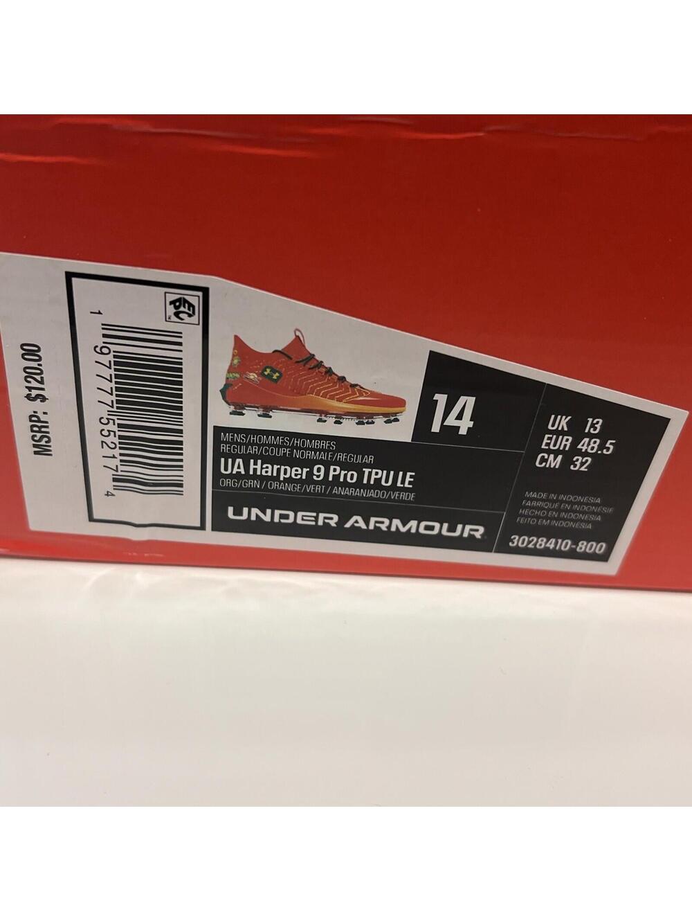 $120 Under Armour Harper 9 Pro TPU LE Bring the Juice Men 14 Baseball Cleats - Picture 10 of 11